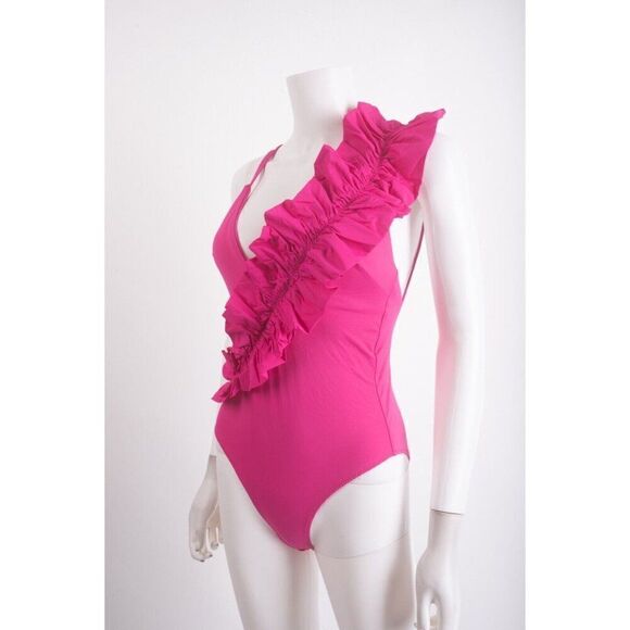 Zara Womens Swim Bathing Suit One Piece Ruffle Pink XS X-Small 2856/047 NWT - Picture 3 of 6